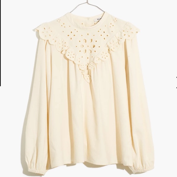 Madewell Embroidered Flannel Mockneck Top Size Small - Picture 3 of 14